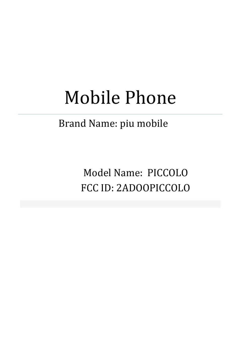 PIU MOBILE PICCOLO CELL PHONE USER MANUAL ManualsLib