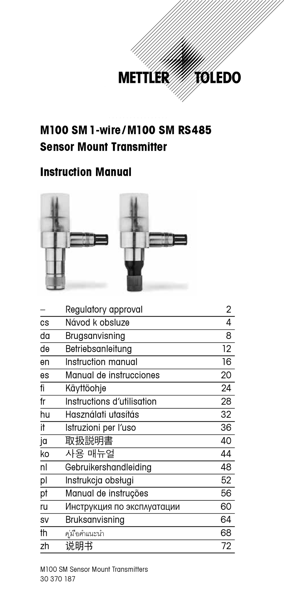 METTLER TOLEDO M100 SM1WIRE TRANSMITTER INSTRUCTION MANUAL ManualsLib