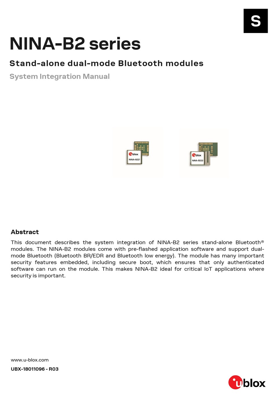 UBLOX NINA-B2 SERIES SYSTEM INTEGRATION MANUAL Pdf Download | ManualsLib