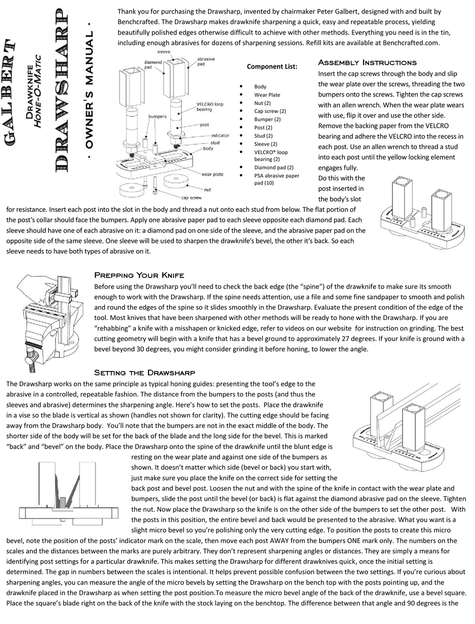BENCHCRAFTED DRAWNKNIFE HONEOMATIC DRAWSHARP MANUAL Pdf Download