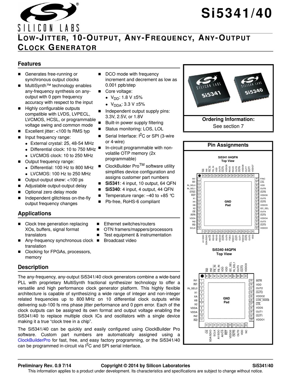 SILICON LABORATORIES SI5341 INVERTER MANUAL | ManualsLib