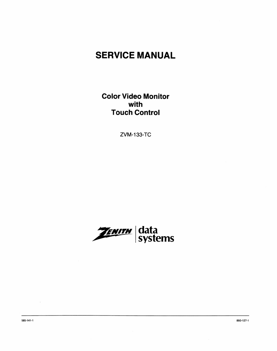 ZENITH ZVM-133-TC MONITOR SERVICE MANUAL | ManualsLib