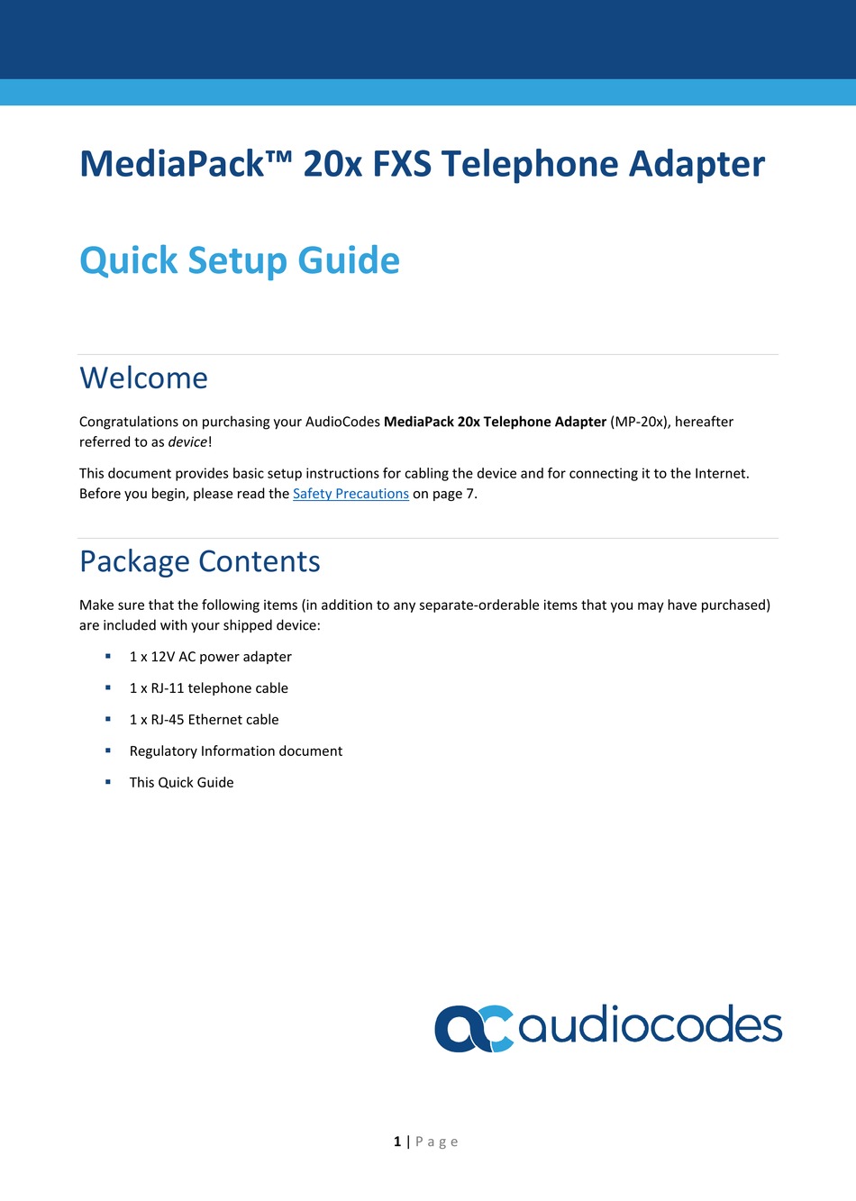 audiocodes-mediapack-20-series-adapter-quick-setup-manual-manualslib