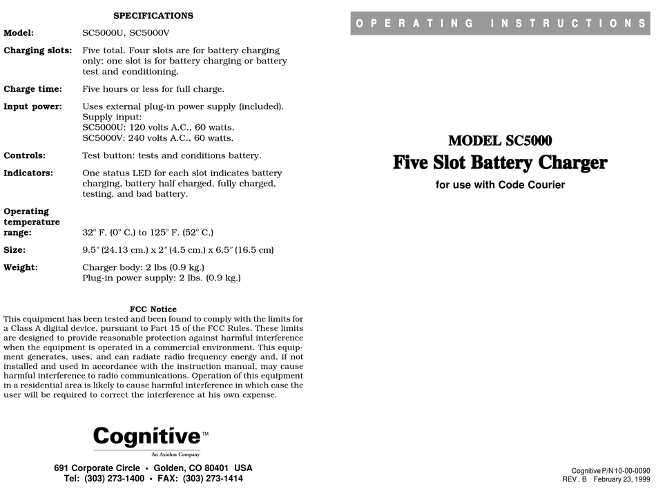 COGNITIVETPG SC5000 SERIES OPERATING INSTRUCTIONS Pdf Download | ManualsLib
