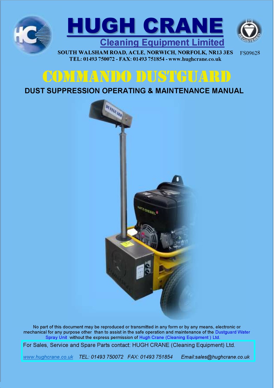 HUGH CRANE COMMANDO DUSTGUARD OPERATING & MAINTENANCE MANUAL Pdf ...