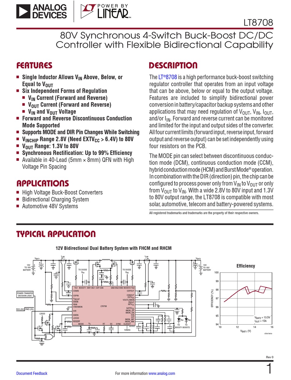 LINEAR TECHNOLOGY ANALOG DEVICES LT8708 DATASHEET Pdf Download | ManualsLib