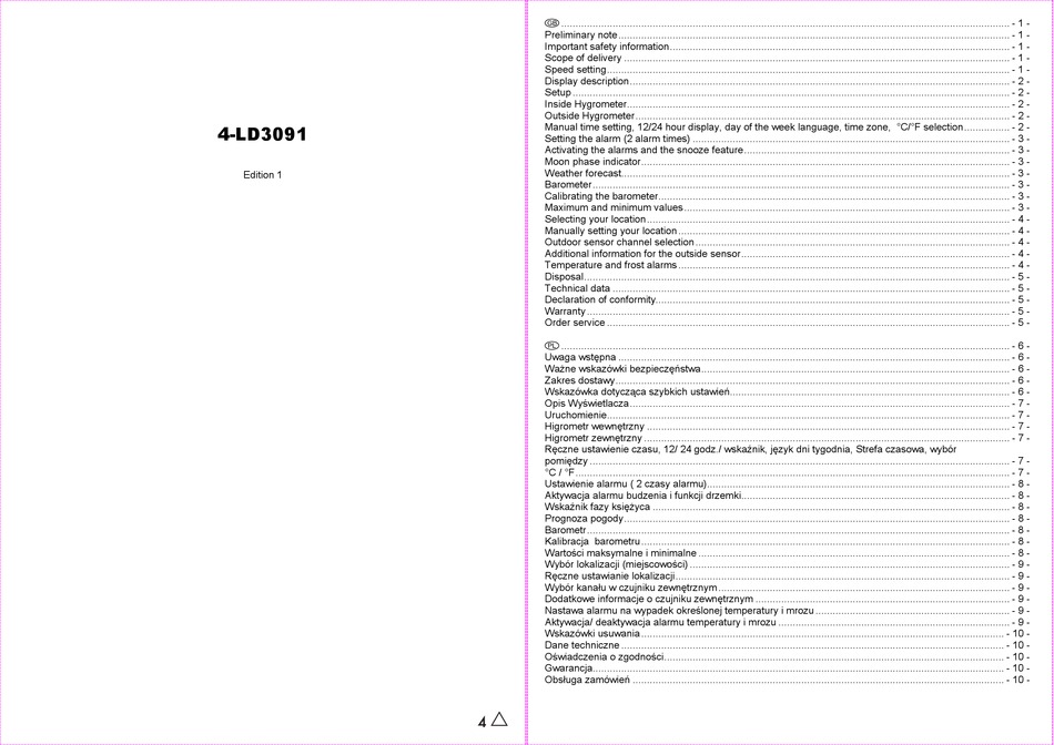 AURIOL 4-LD4868 USAGE AND SAFETY INSTRUCTIONS Pdf Download