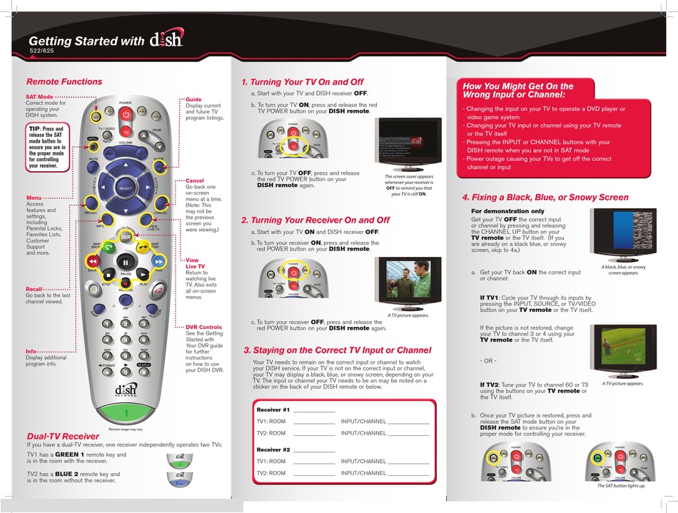 DISH NETWORK 625 GETTING STARTED Pdf Download | ManualsLib