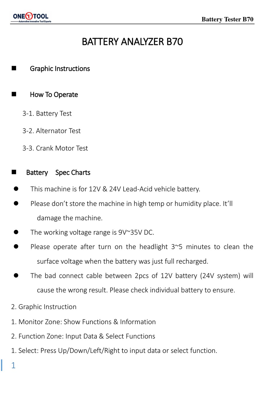 ONE-TOOL B70 USER MANUAL Pdf Download | ManualsLib