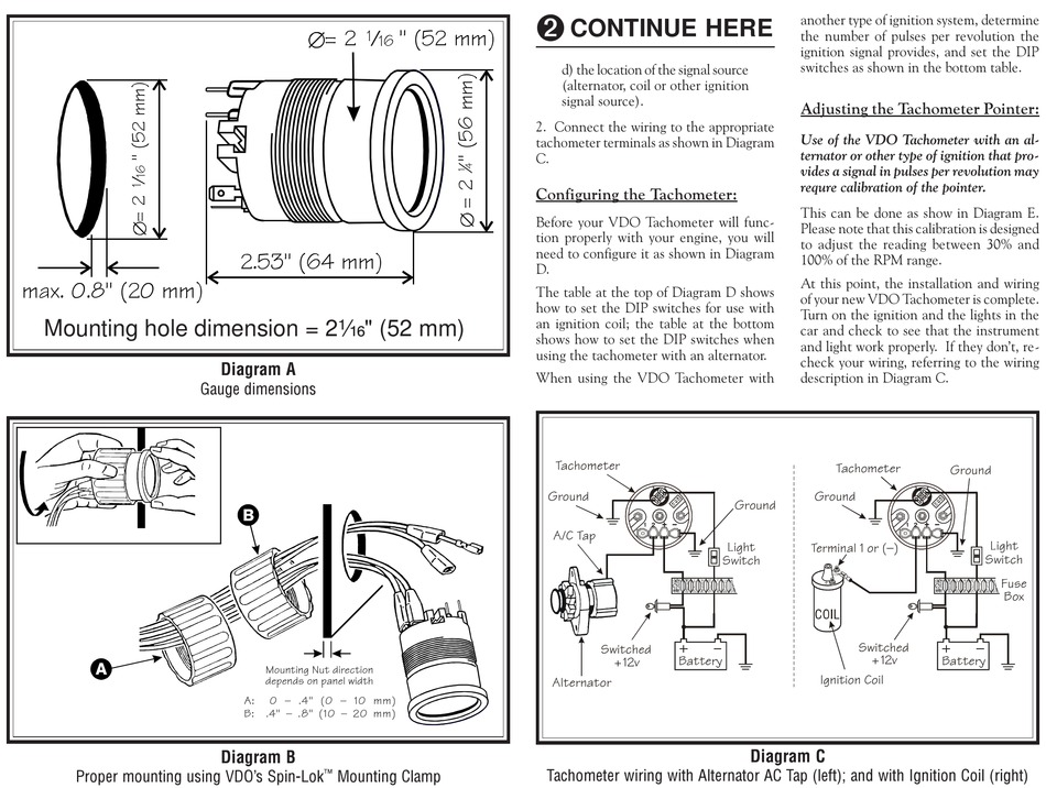 Continue; Configuring The Tachometer; Adjusting The Tachometer Pointer