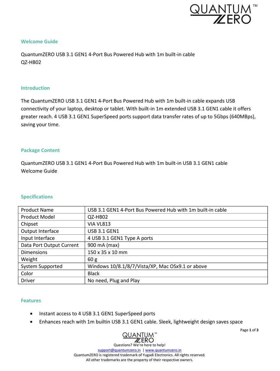 QUANTUMZERO QZ-HB02 WELCOME MANUAL Pdf Download | ManualsLib