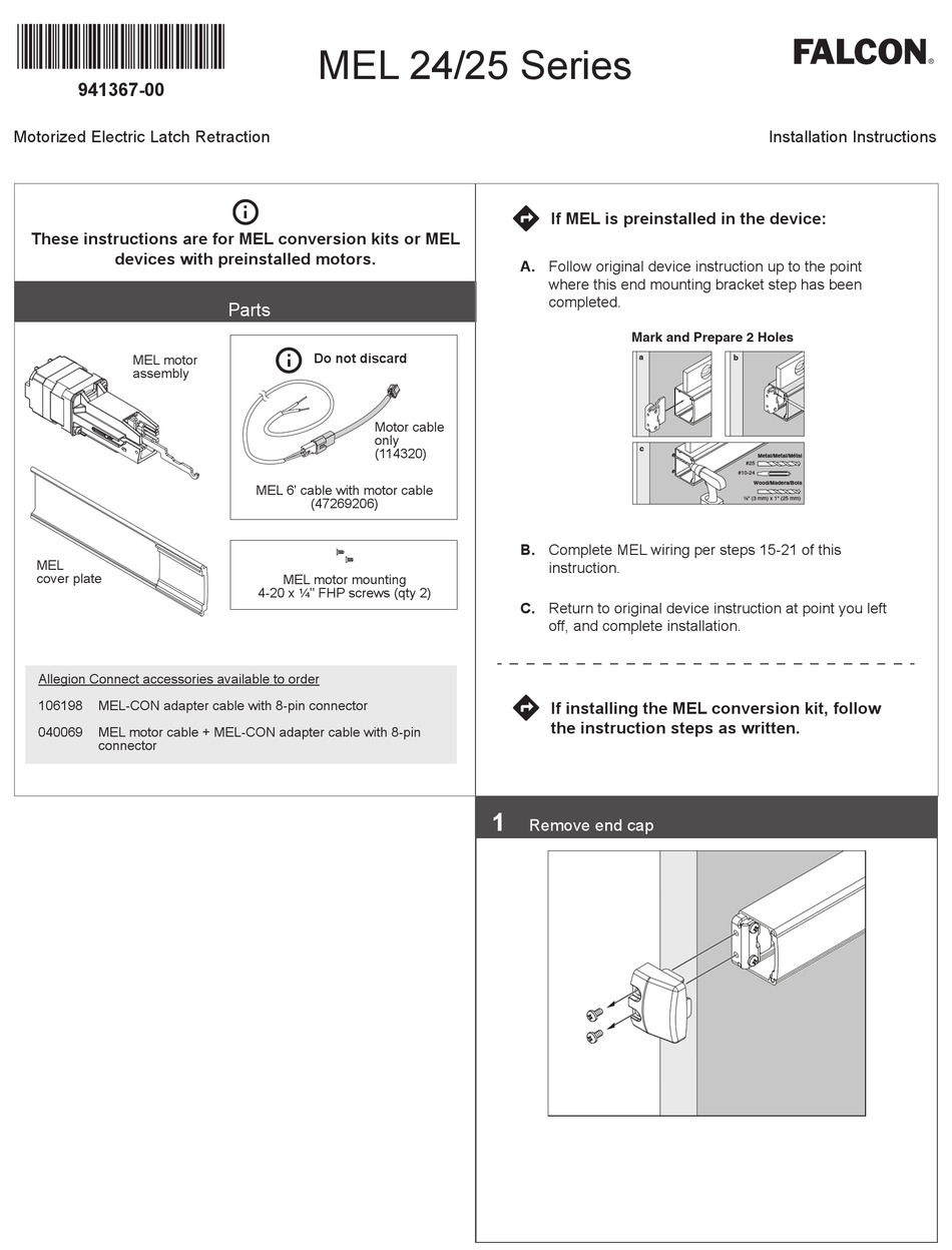 FALCON MEL 24 SERIES INSTALLATION INSTRUCTIONS MANUAL Pdf Download ...