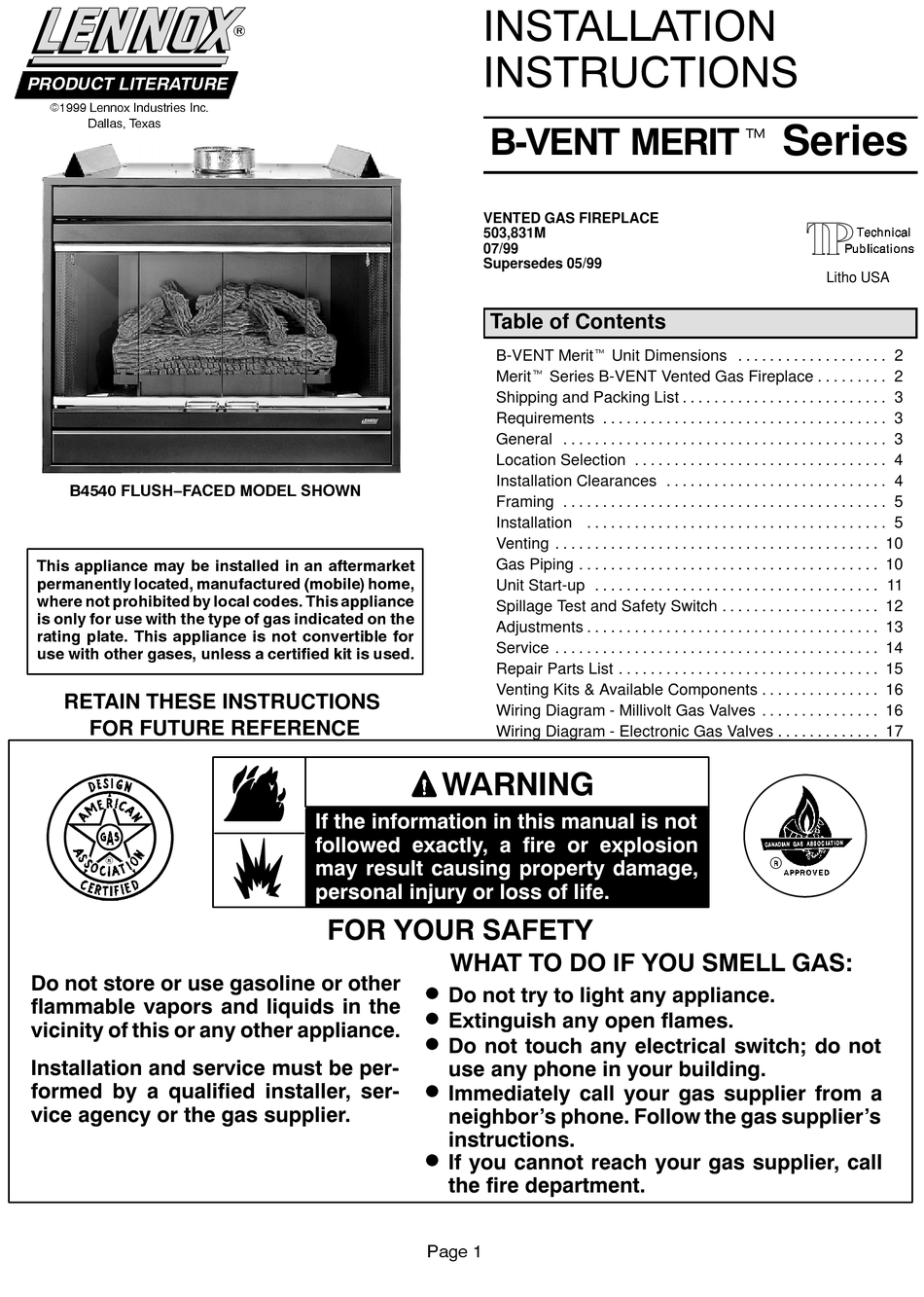 LENNOX B-VENT METIT SERIES INSTALLATION INSTRUCTIONS MANUAL Pdf ...