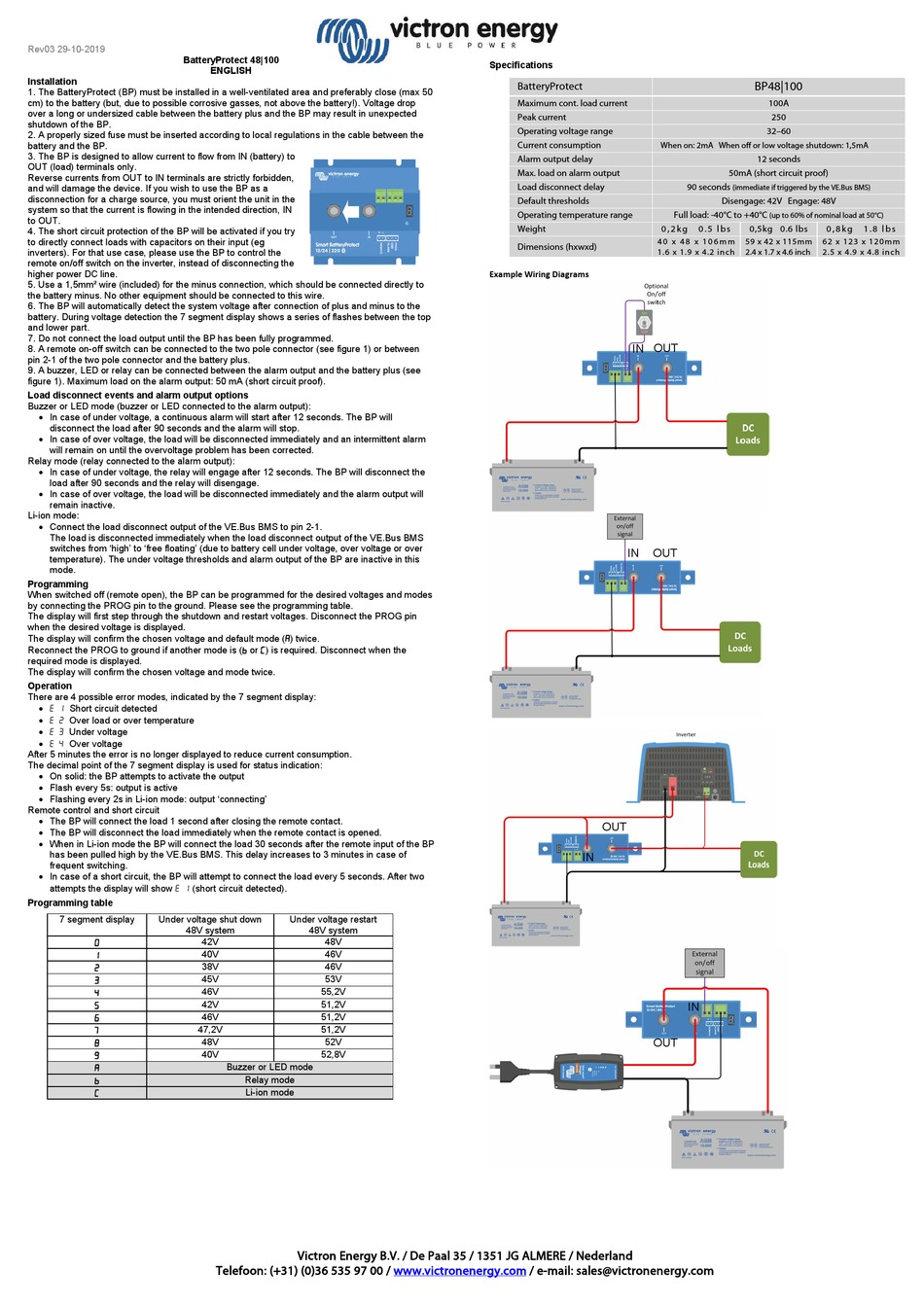 VICTRON ENERGY BP48|100 INSTALLATION MANUAL Pdf Download | ManualsLib