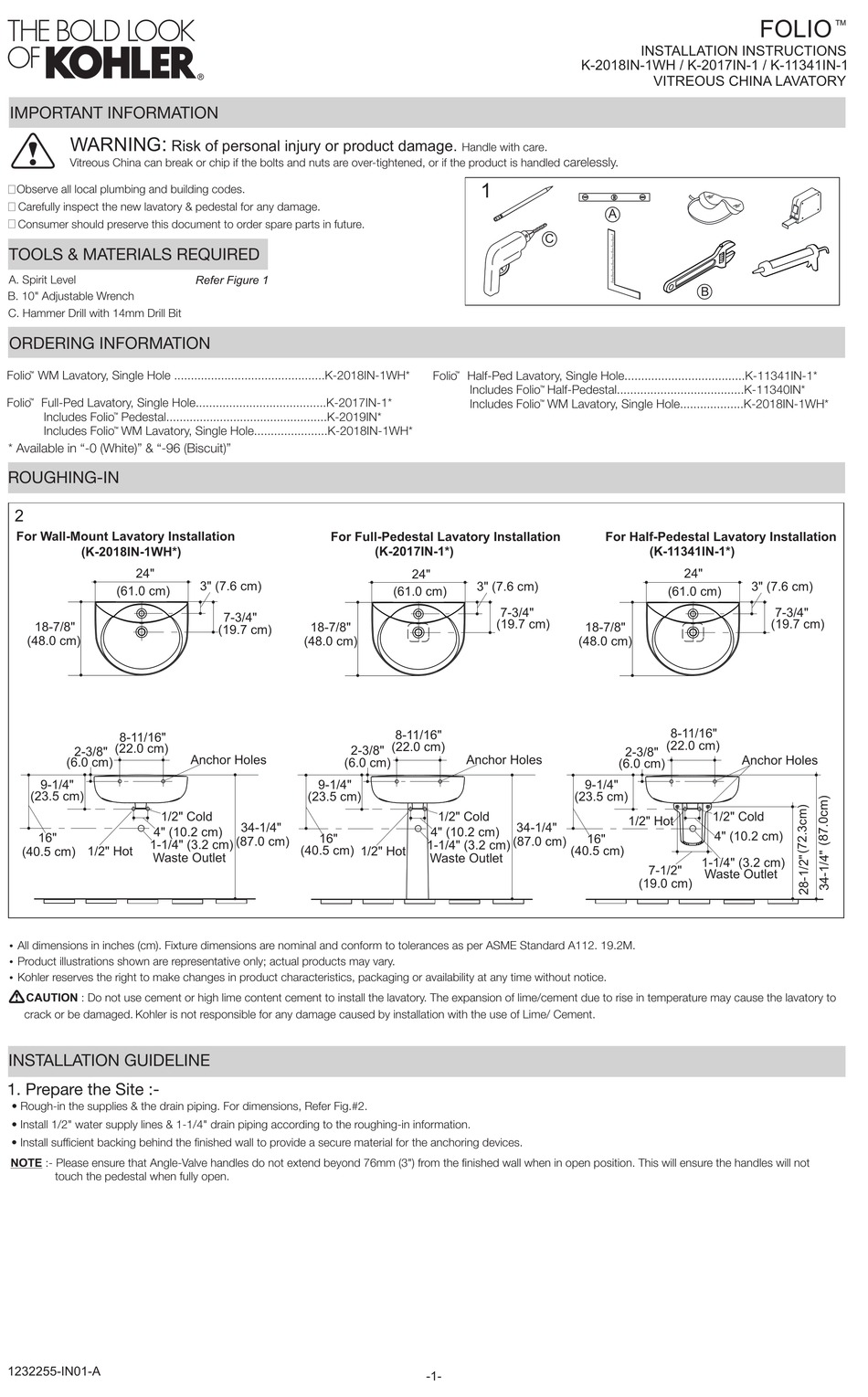 KOHLER FOLIO K-2017IN-1 INSTALLATION INSTRUCTIONS Pdf Download | ManualsLib