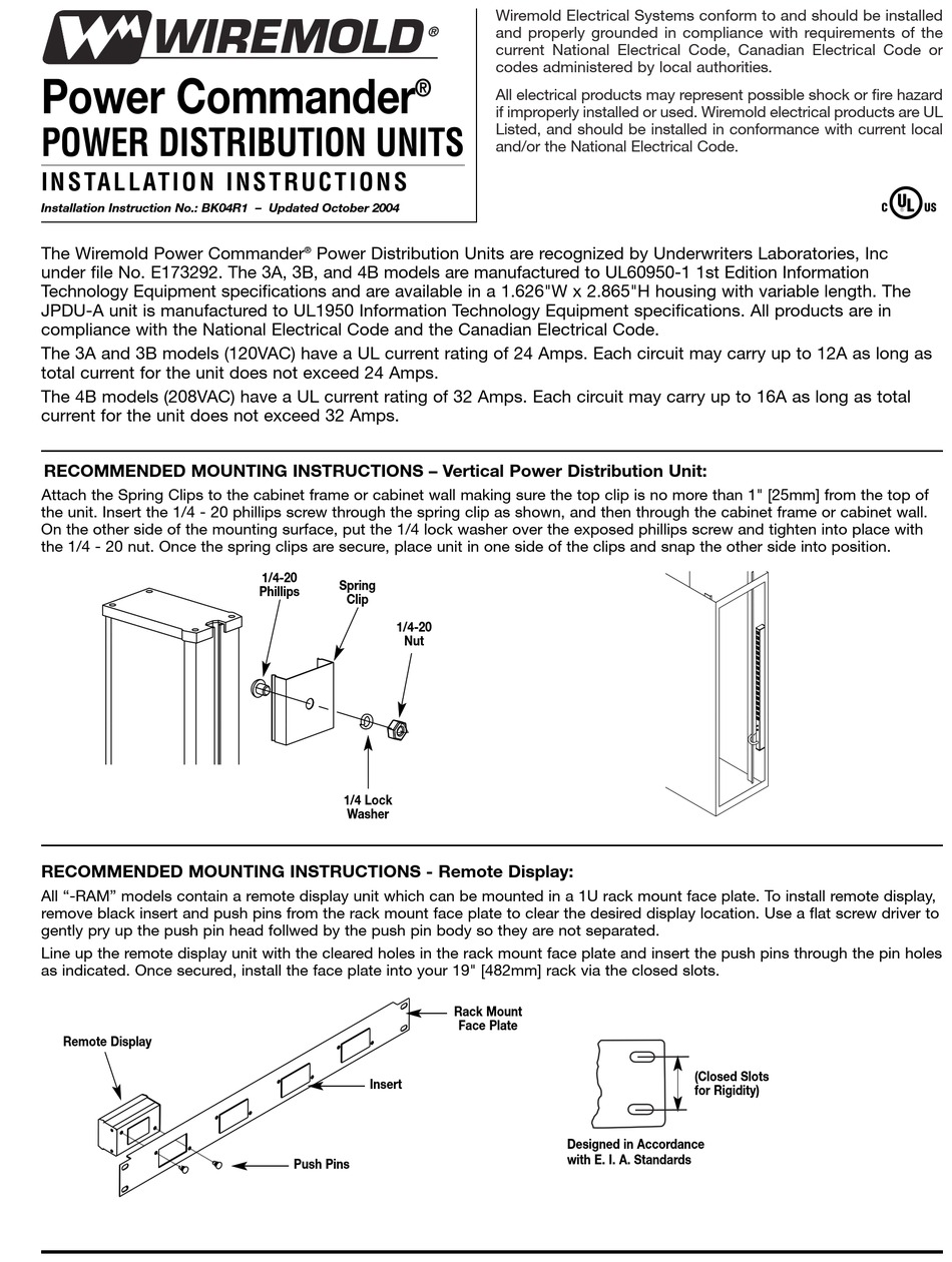 WIREMOLD POWER COMMANDER INSTALLATION INSTRUCTIONS Pdf Download ...