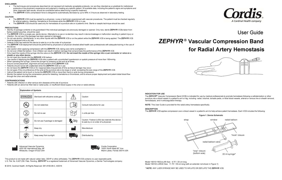 Cordis  ZEPHYR Vascular Compression Band