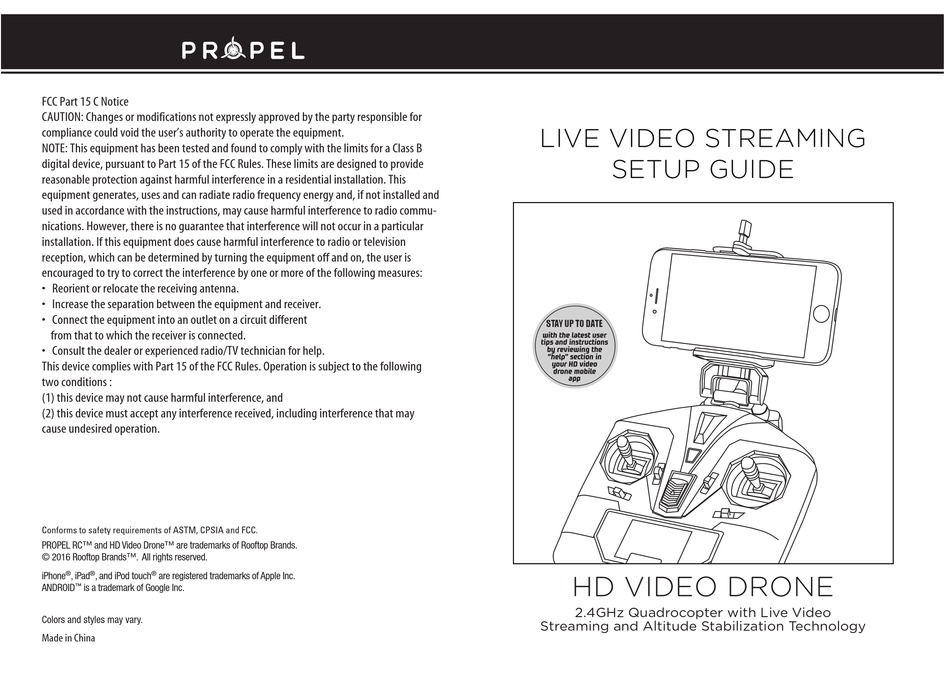 Propel hd video on sale drone manual