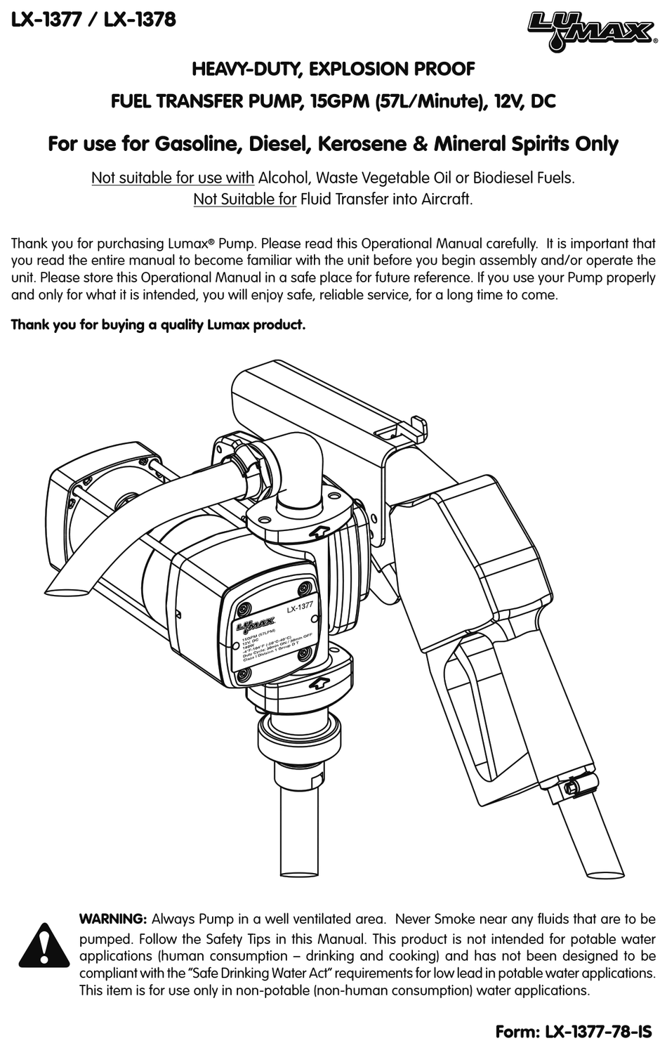 Lumax LX-1336 Plastic Bucket Pump with Flex Hose and Non-Drip Nozzle