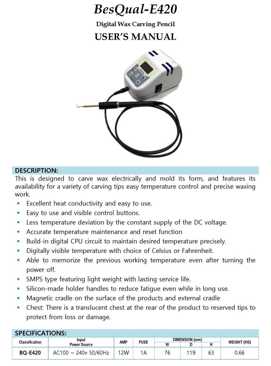 BESQUAL E420 USER MANUAL Pdf Download ManualsLib