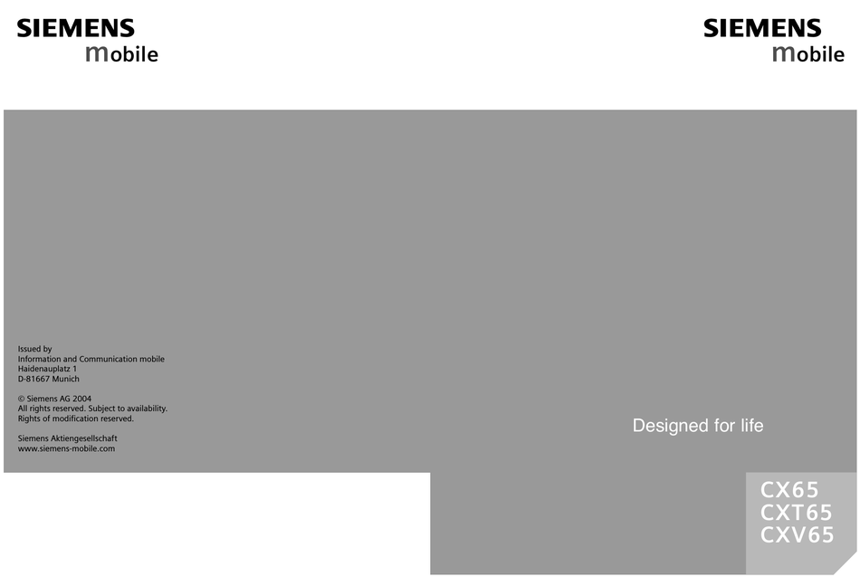 SIEMENS MOBILE CX65 MANUAL Pdf Download | ManualsLib