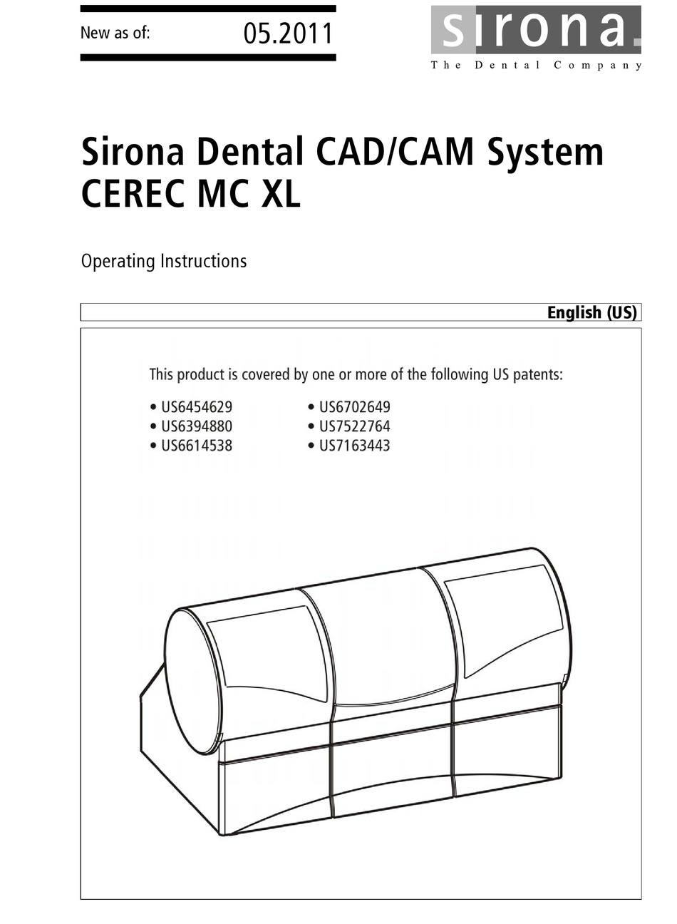 SIRONA CEREC MC XL OPERATING INSTRUCTIONS MANUAL Pdf Download | ManualsLib