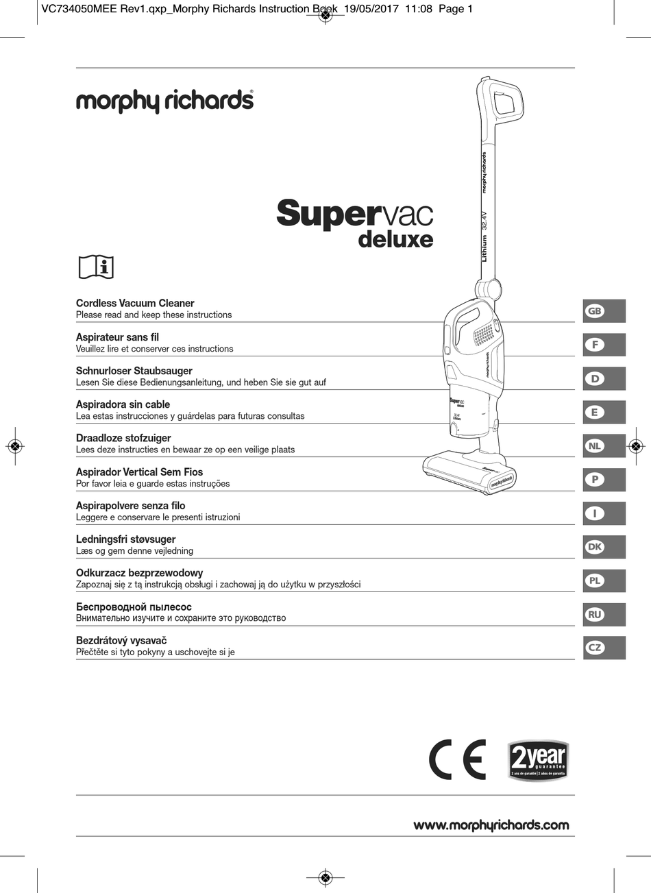 MORPHY RICHARDS SUPERVAC DELUXE INSTRUCTION BOOK Pdf Download | ManualsLib