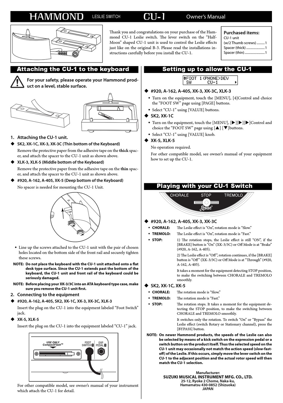 HAMMOND LESLIE CU-1 OWNER'S MANUAL Pdf Download | ManualsLib