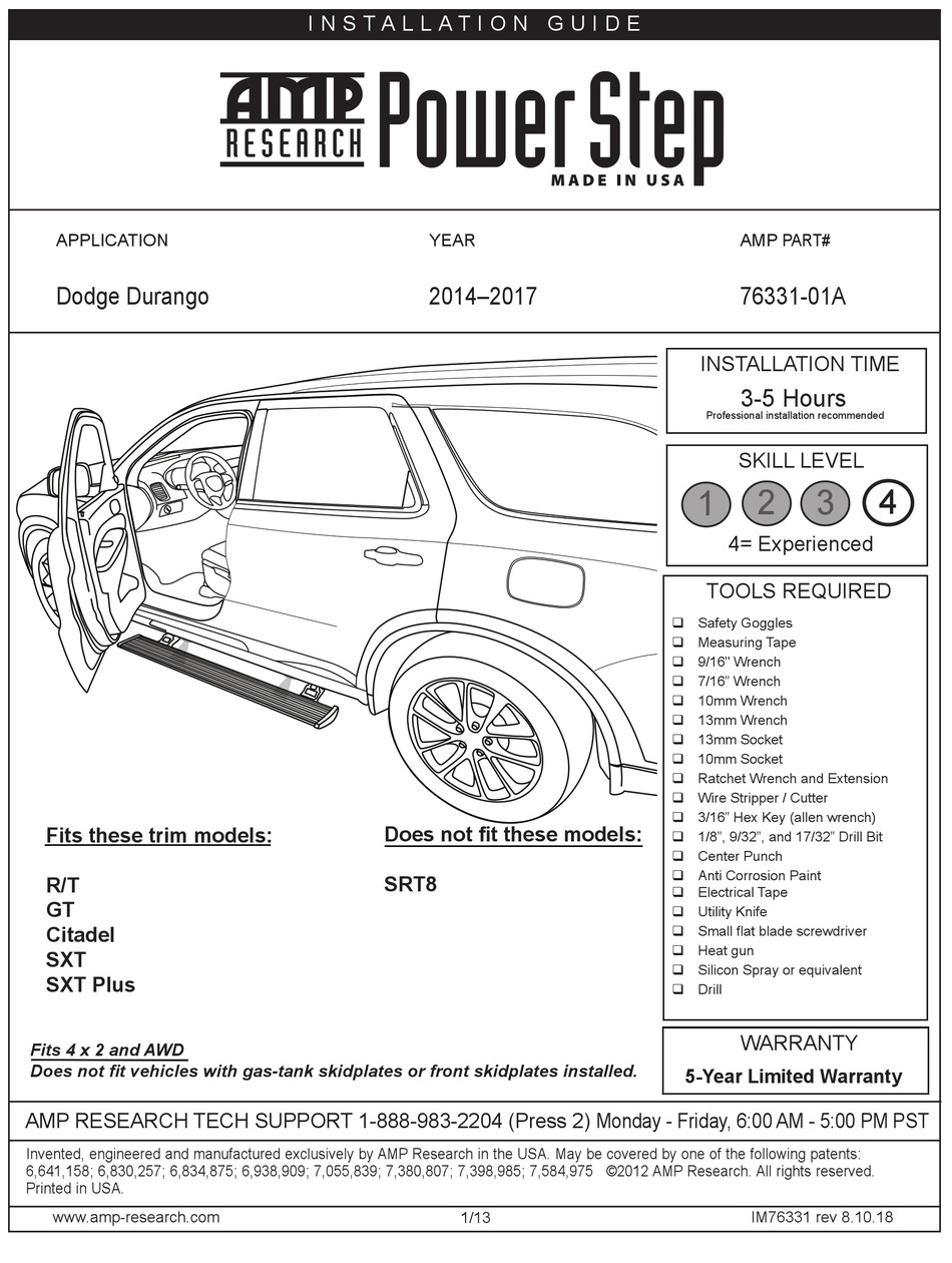 AMP RESEARCH POWER STEP 7633101A INSTALLATION MANUAL Pdf Download