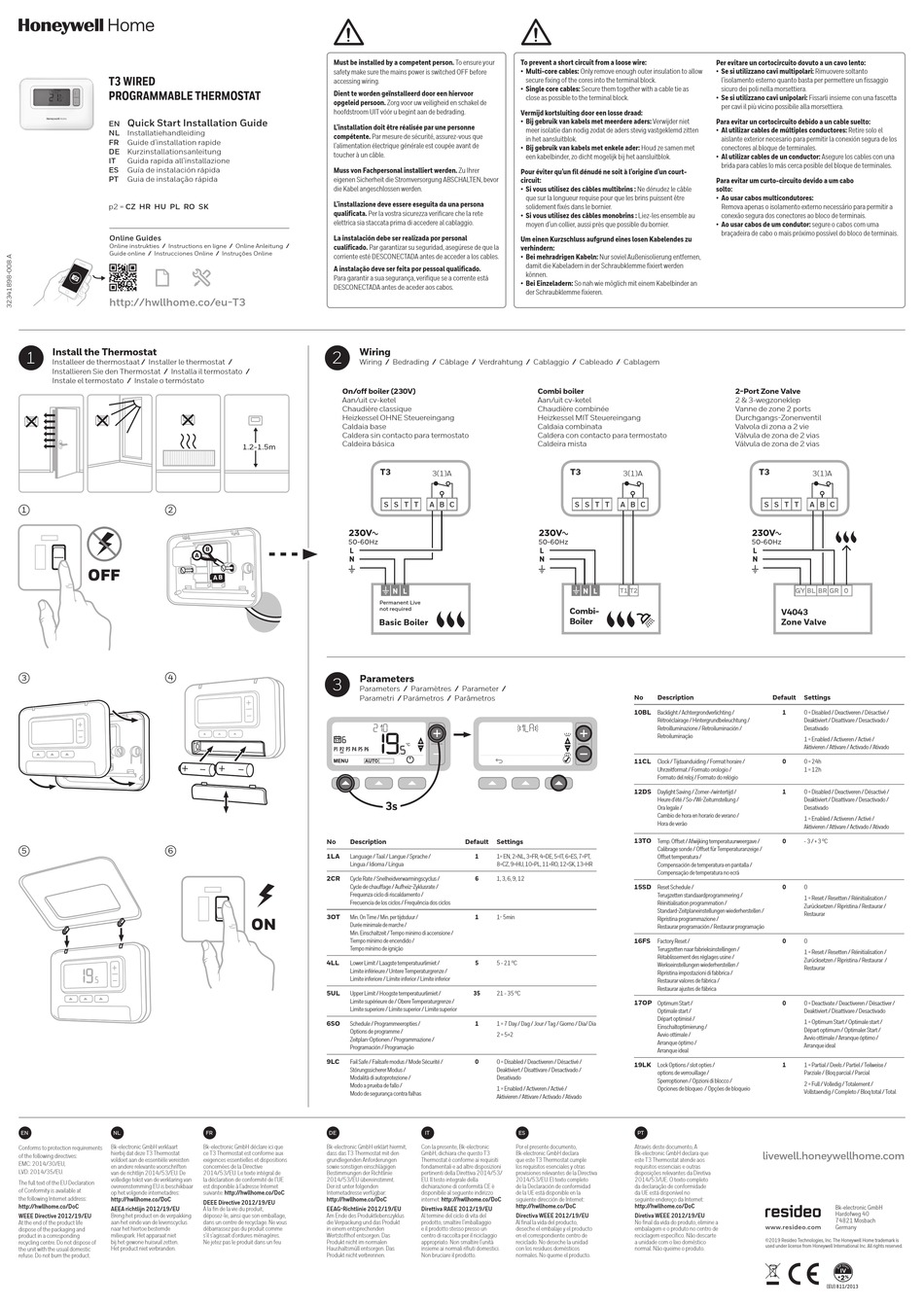 HONEYWELL HOME T3 QUICK START INSTALLATION MANUAL Pdf Download | ManualsLib