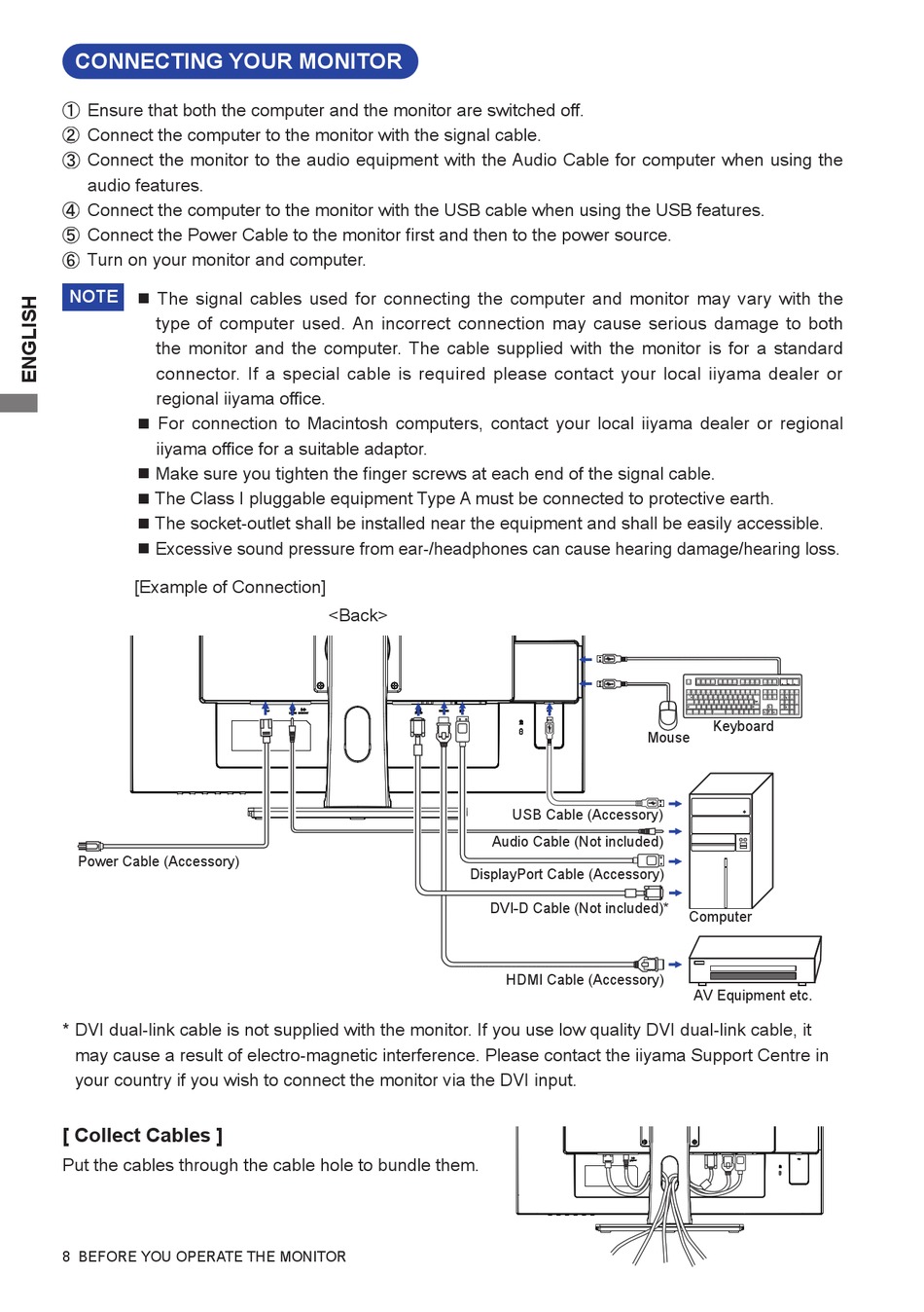 signal cable not connected iiyama