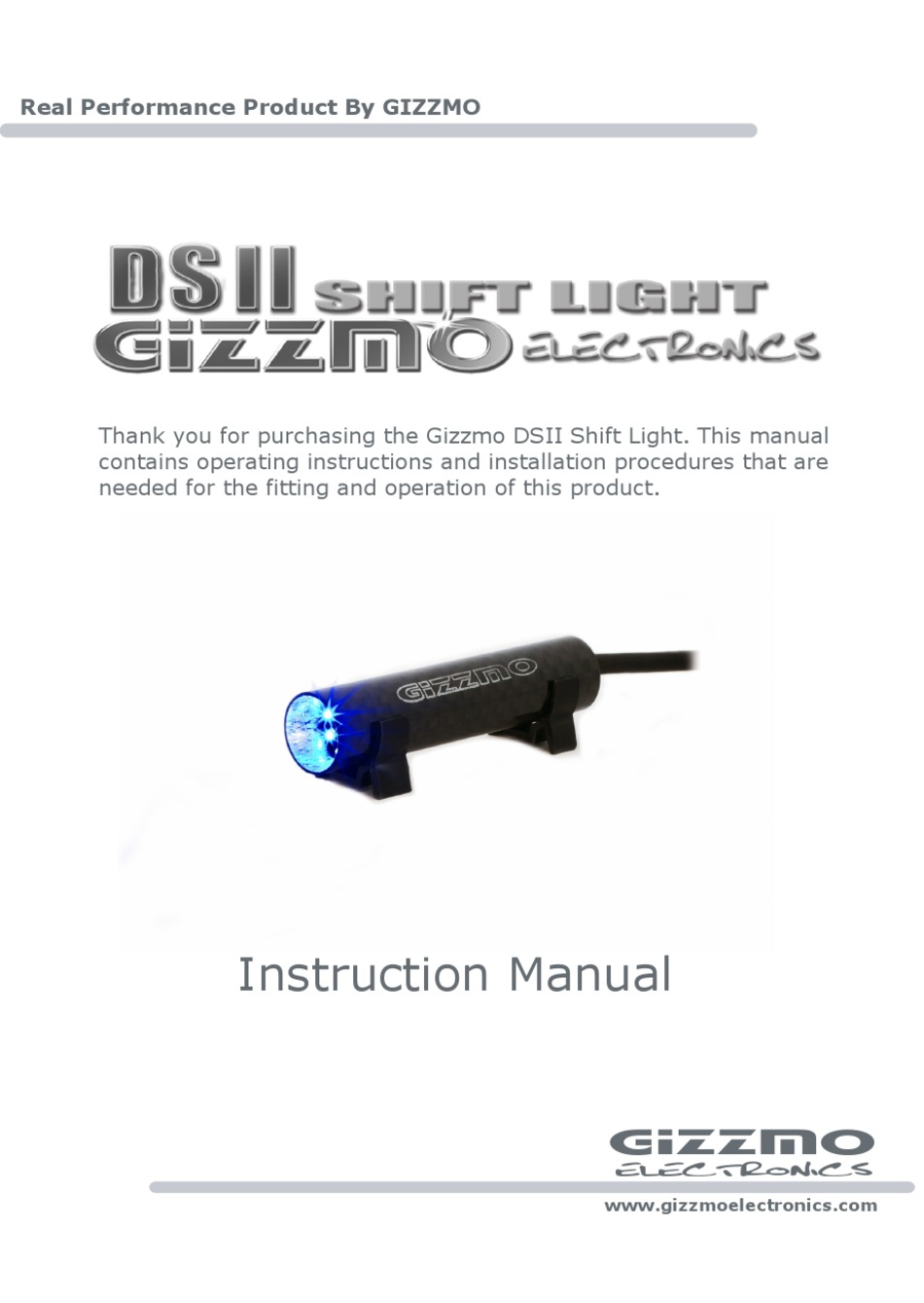 GIZZMO DSII SHIFT LIGHT INSTRUCTION MANUAL Pdf Download ManualsLib