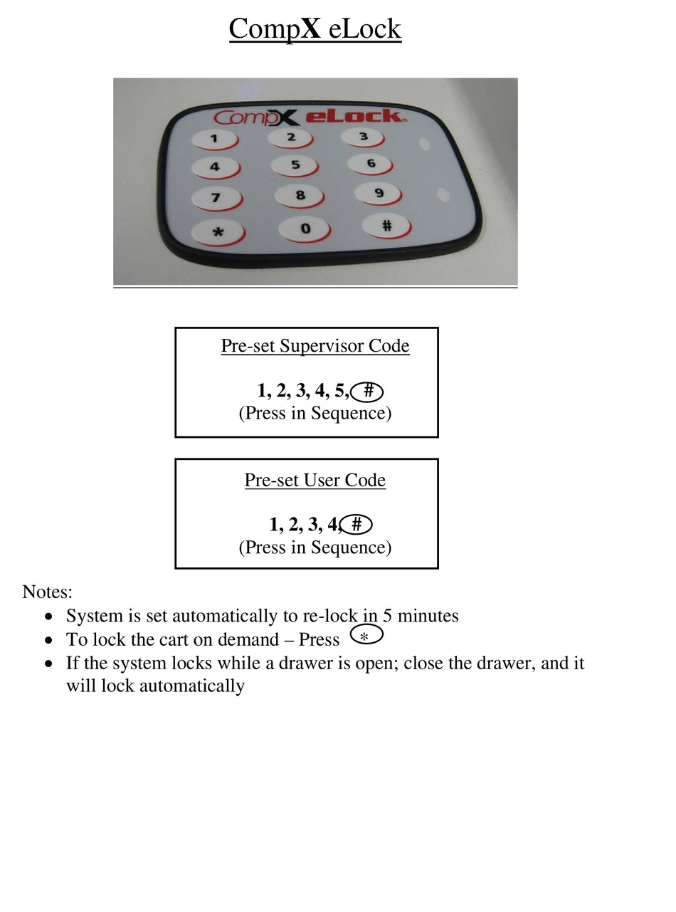 SPECIALTY CARTS COMPX ELOCK QUICK PROGRAMMING MANUAL Pdf Download ...