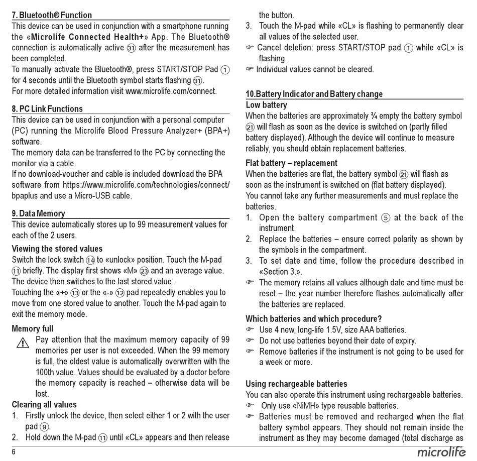 microlife BPB6 Connect Bluetooth Blood Pressure Monitor Instruction Manual