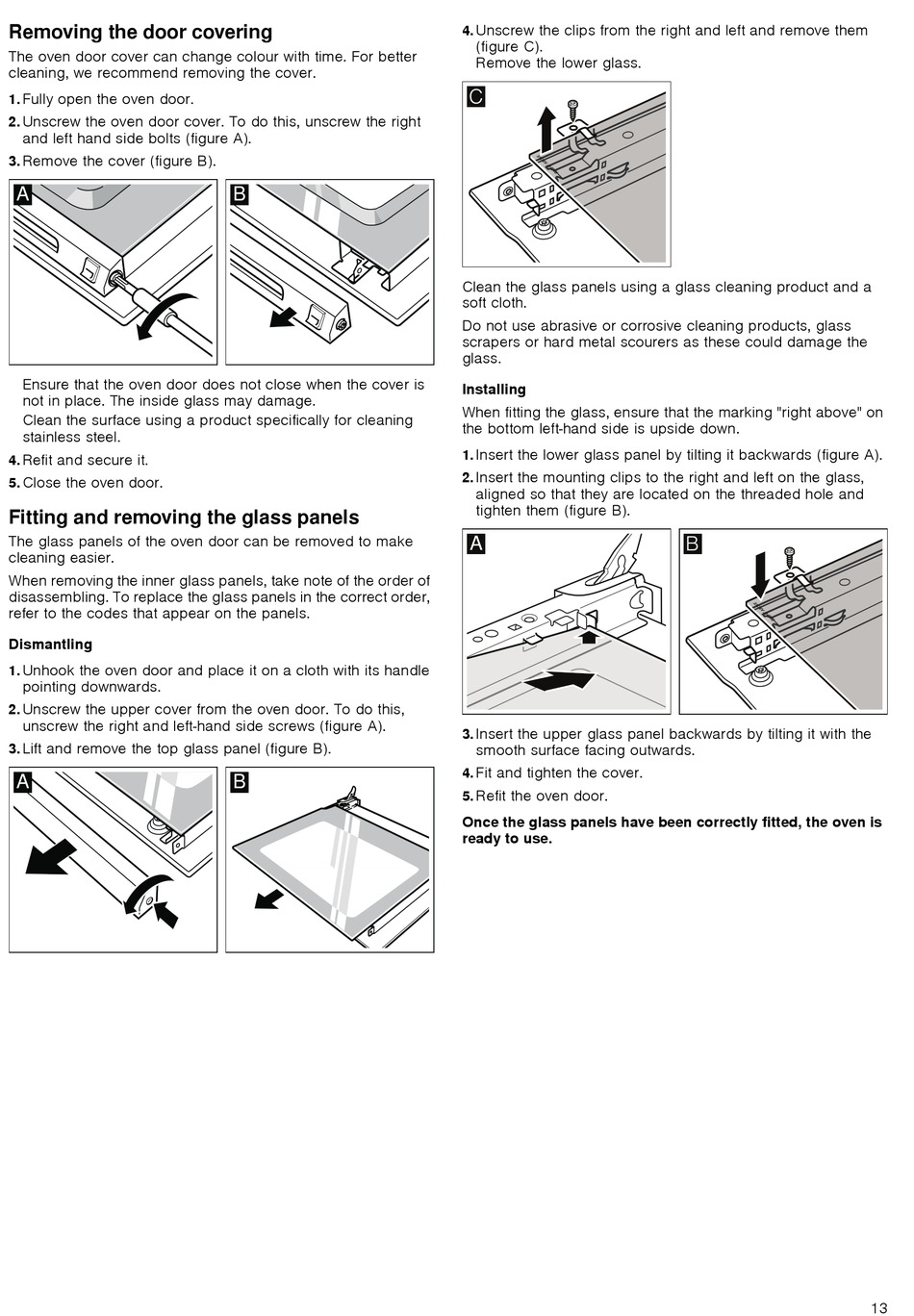 Removing The Door Covering Fitting And Removing The Glass Panels