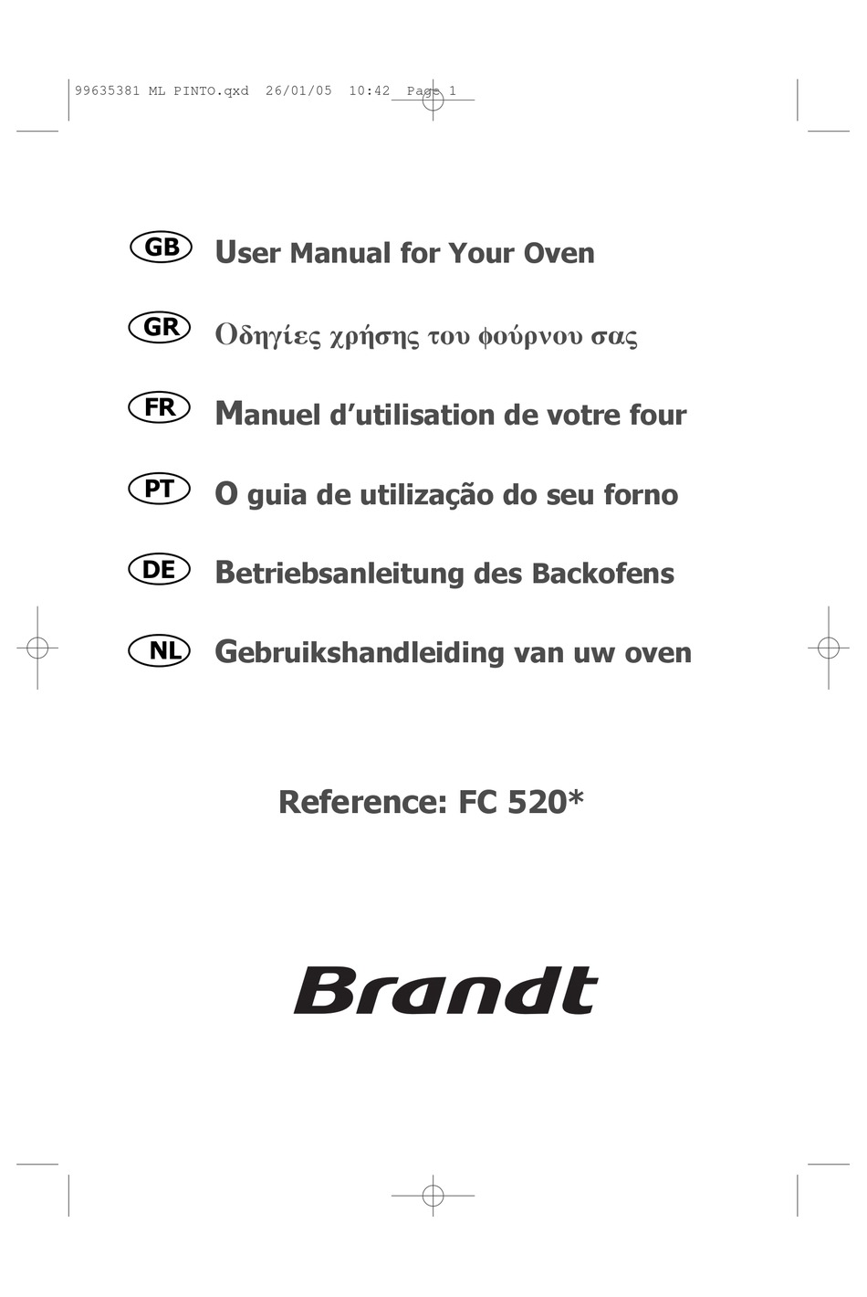 BRANDT FC 520 SERIES USER MANUAL Pdf Download | ManualsLib