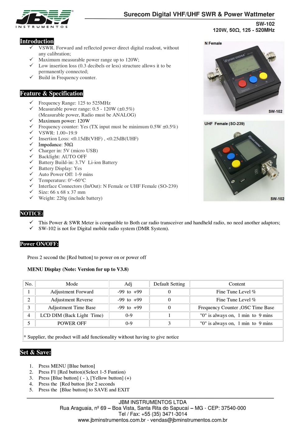 JBM SURECOM SW-102 QUICK START MANUAL Pdf Download | ManualsLib