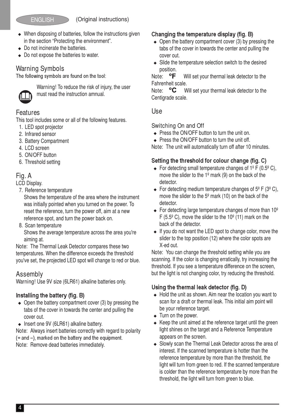 Warning Symbols Black Decker TLD100 Original Instructions