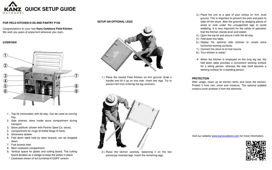 KANZ OUTDOORS FIELD KITCHEN K120 QUICK SETUP MANUAL Pdf Download