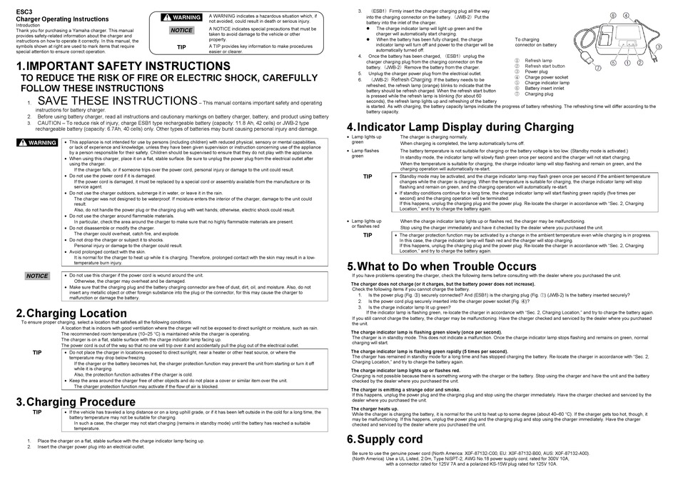 YAMAHA ESC3 OPERATING INSTRUCTIONS Pdf Download | ManualsLib