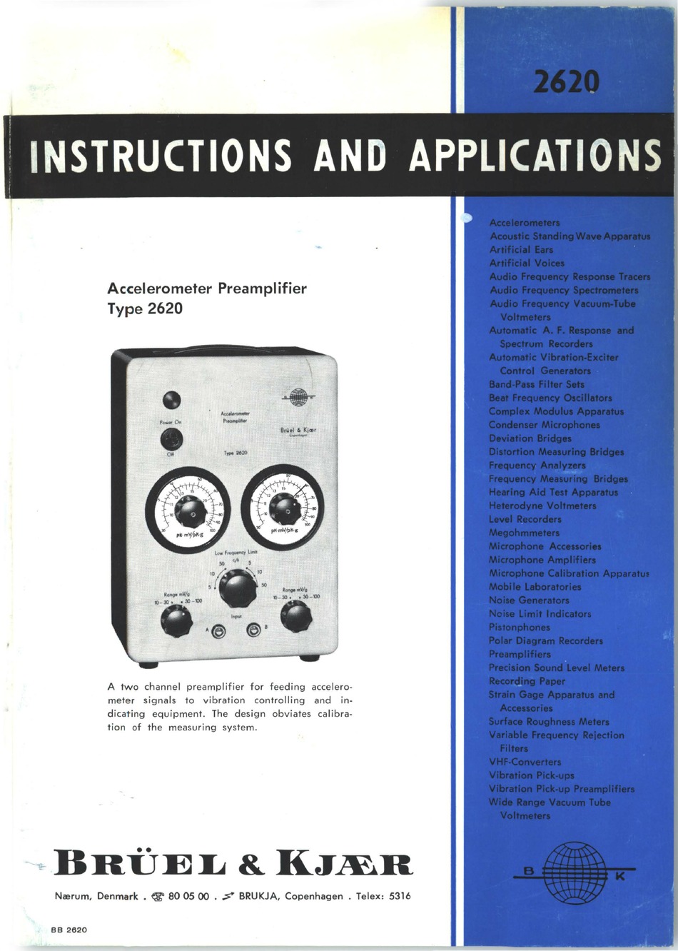 BRUEL & KJAER 2620 INSTRUCTIONS AND APPLICATIONS Pdf Download | ManualsLib