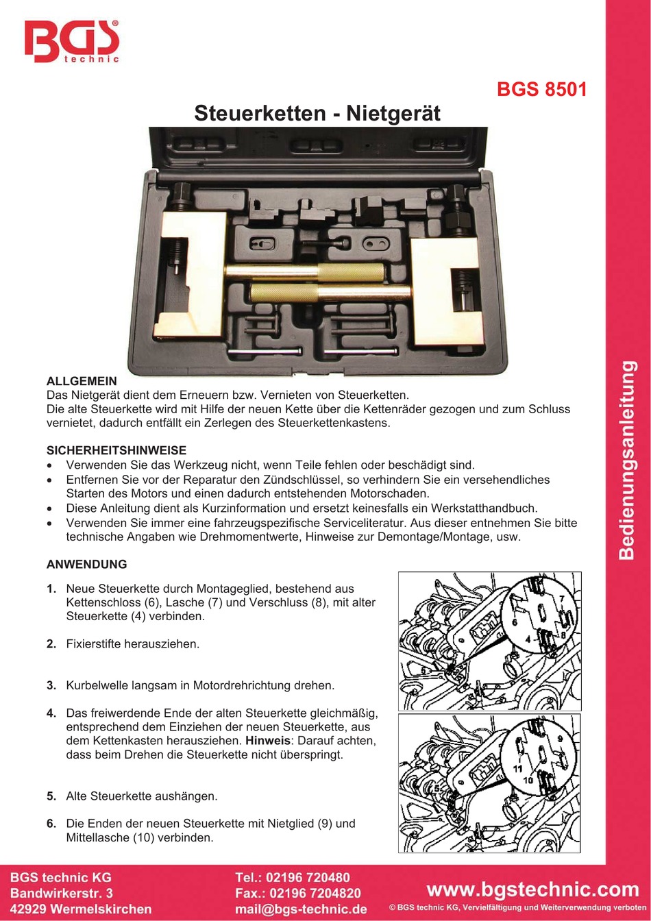 Bgs Technic 8501 Instruction Manual Pdf Download Manualslib