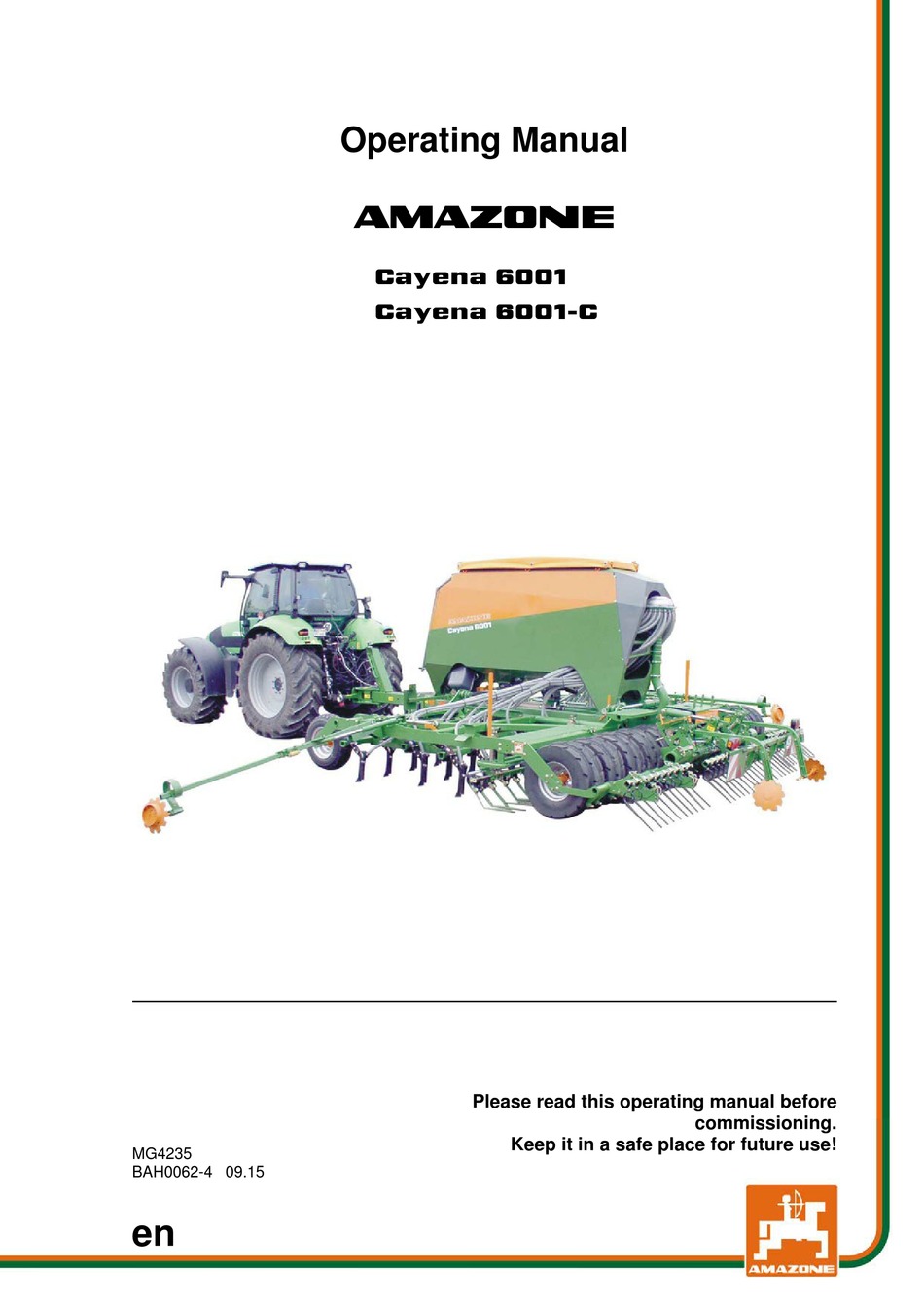 AMAZONE CAYENA 6001 OPERATING MANUAL Pdf Download | ManualsLib