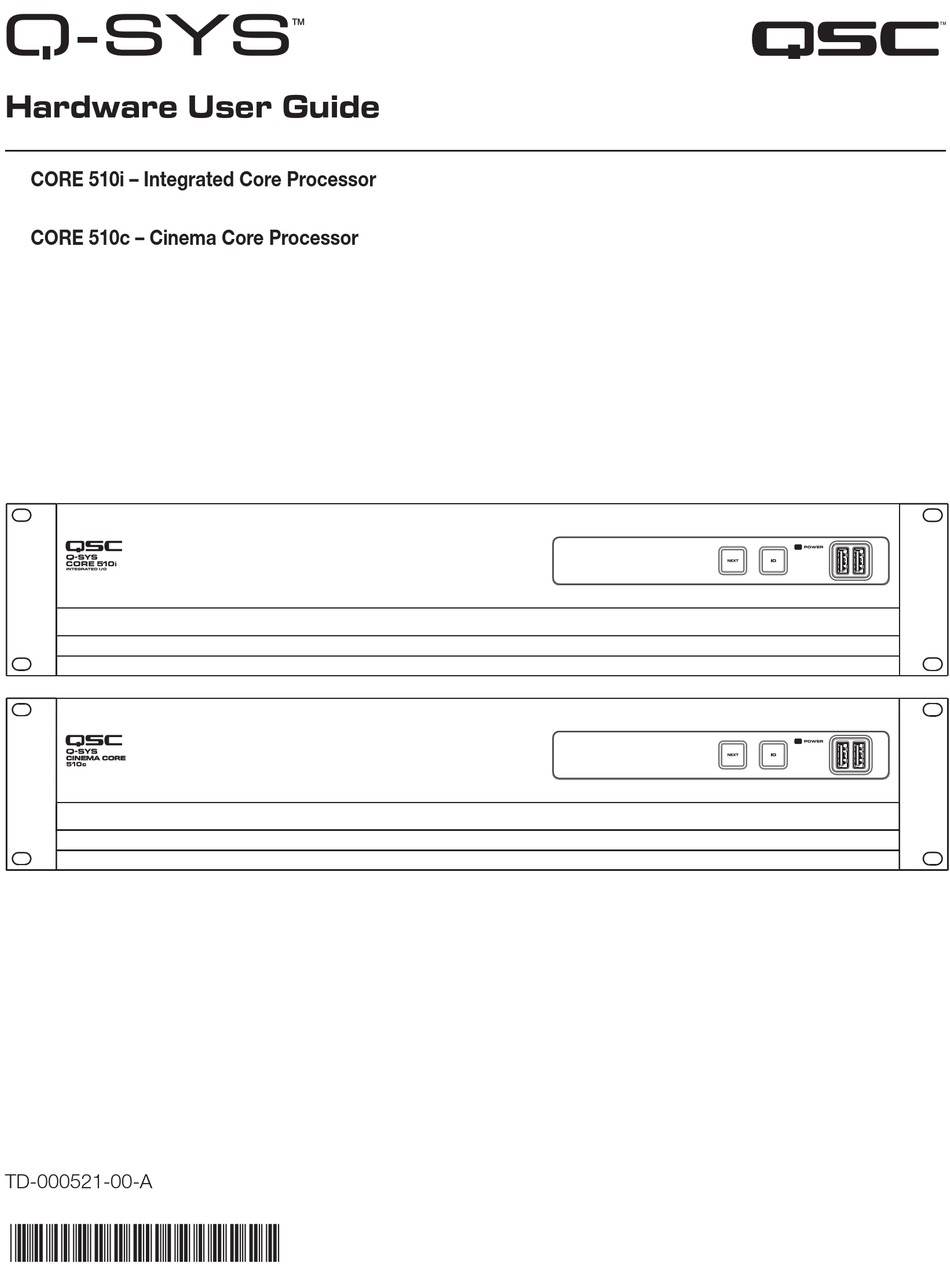 QSC QSYS CORE 510I HARDWARE USER