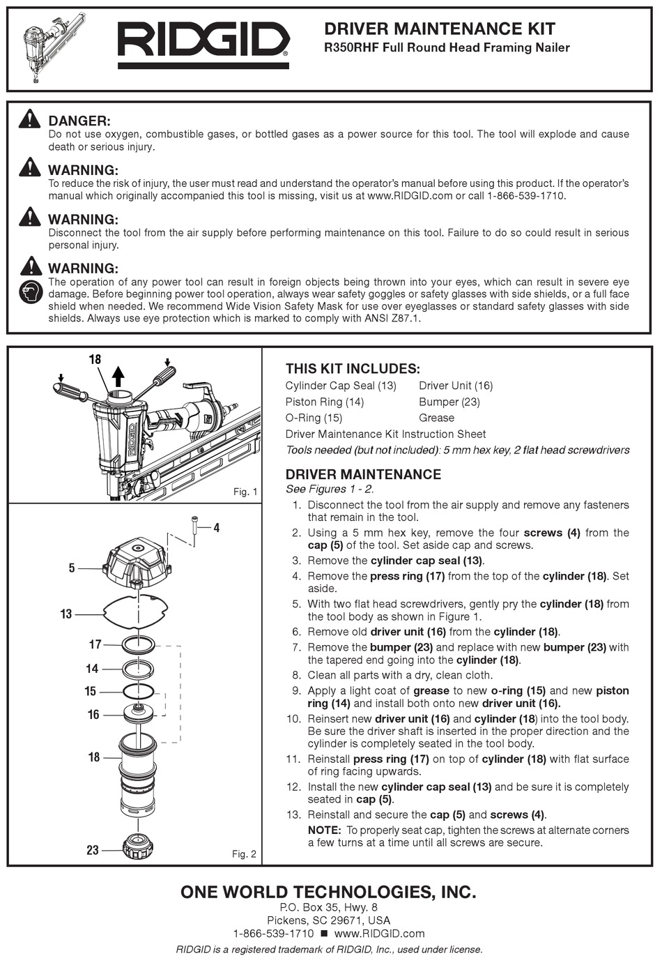 RIDGID R350RHF MANUAL Pdf Download | ManualsLib