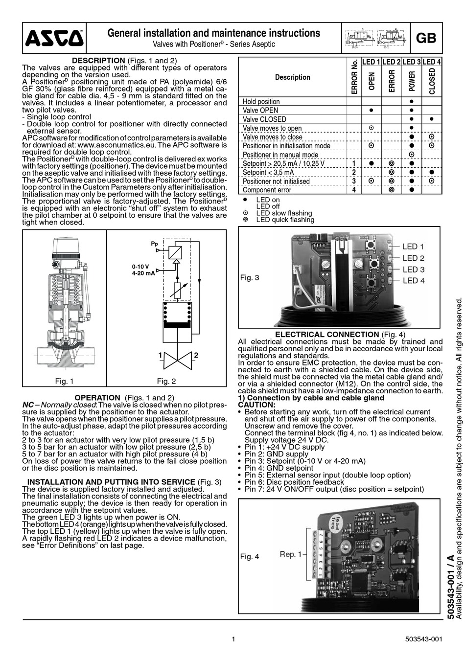 Asco Aseptic Positioner D Series General Installation And Maintenance Instructions Pdf Download 5759