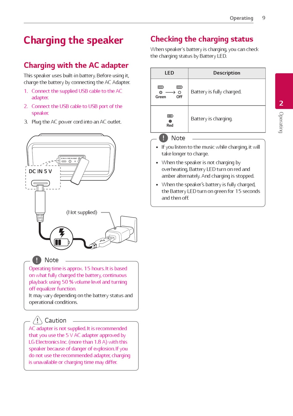 lg pk3 charger