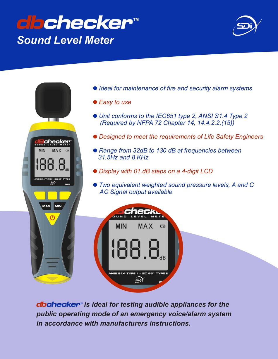 SDI DB CHECKER INSTRUCTIONS Pdf Download | ManualsLib