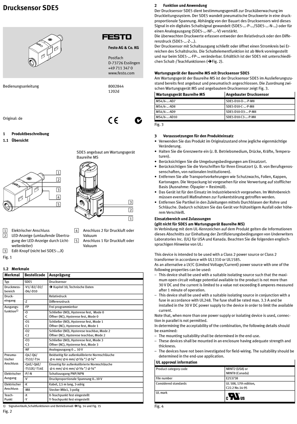 FESTO SDE5 SERIES OPERATING INSTRUCTIONS MANUAL Pdf Download | ManualsLib