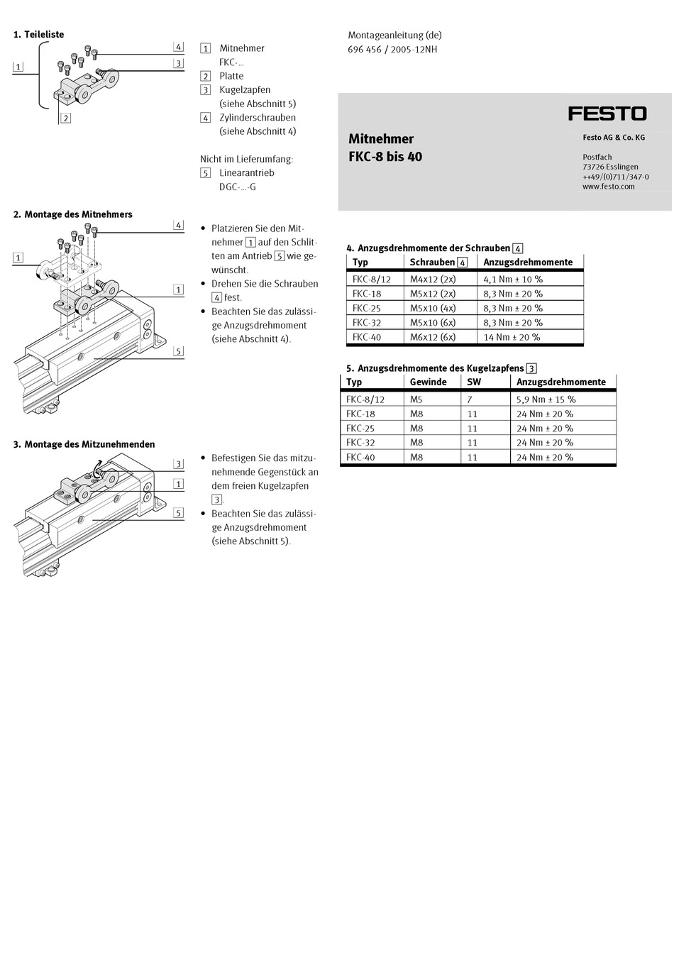 FESTO FKC SERIES ASSEMBLY INSTRUCTIONS Pdf Download | ManualsLib